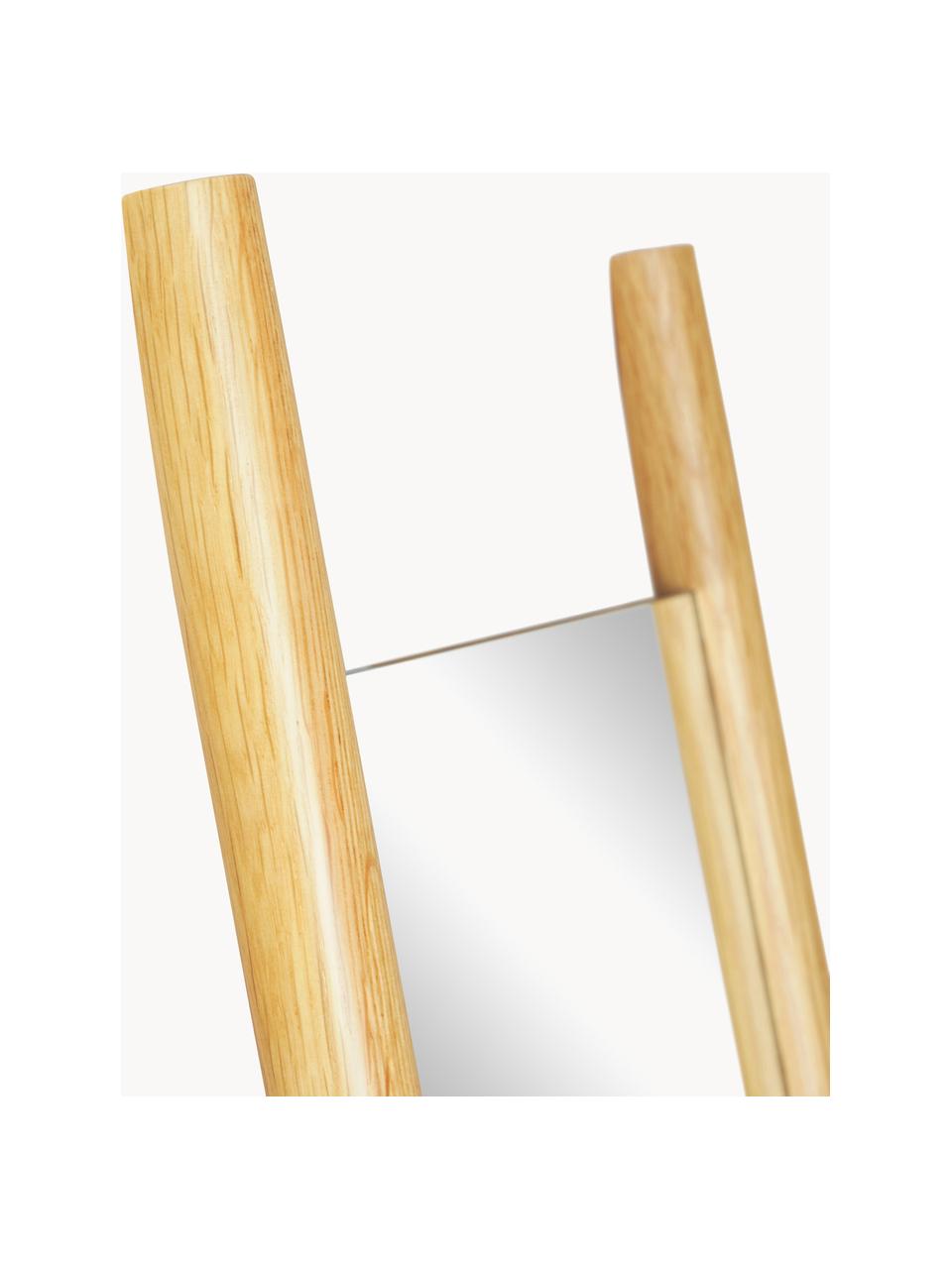 Rechthoekige leunende spiegel Elin met eikenhout-baleinen, Frame: eikenhout, Eikenhout, B 45 cm, H 170 cm