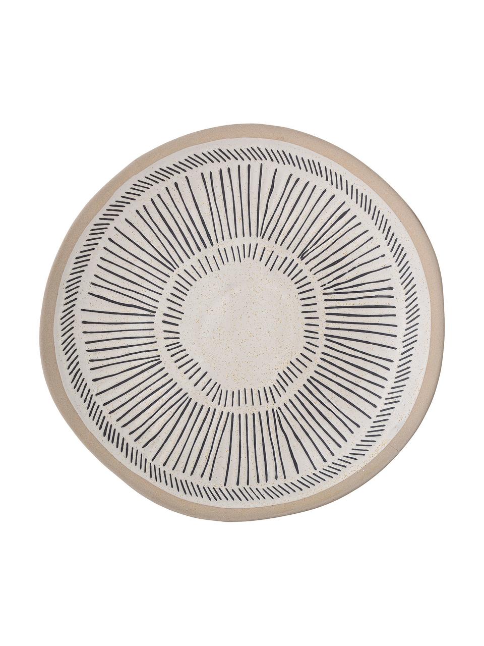 Assiette plate ethnique en grès Eliana, 2 pièces, Grès cérame, Couleur crème, noir, beige, Ø 26 cm