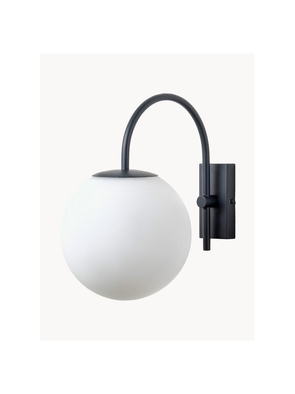 Exteriérové nástěnné svítidlo Globe, Bílá, černá, Š 20 cm, D 32 cm