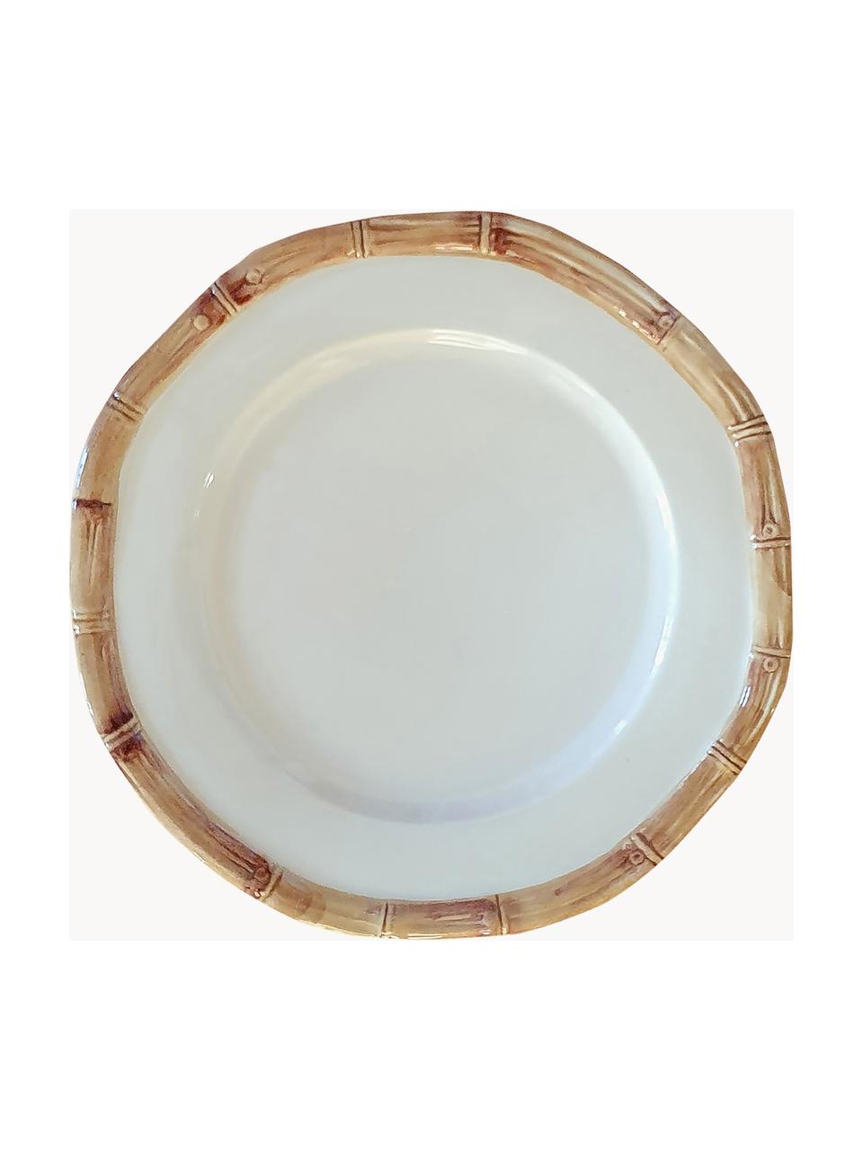 Assiette peinte à la main Bamboo, Céramique, Blanc cassé, beige, Ø 32 cm