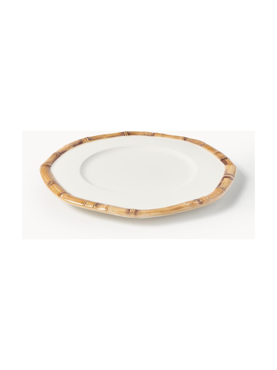 Handbemalter Platzteller Bamboo, Keramik, Off White, Beige, Ø 32 cm