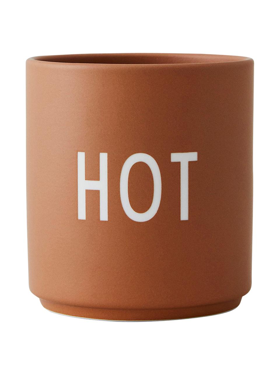 Mug design en porcelaine Favourite HOT, Couleur caramel