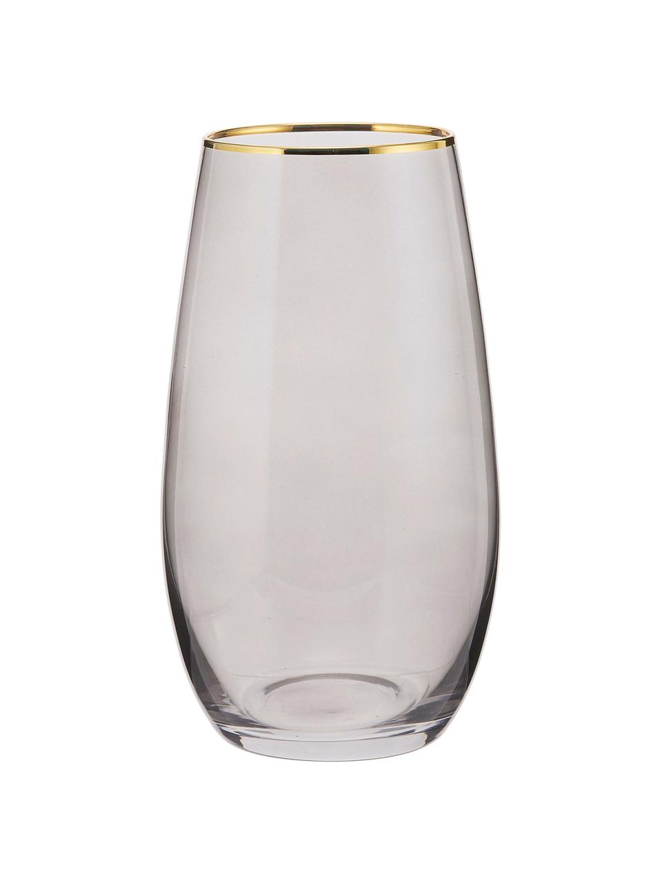 Bicchiere acqua con bordo dorato Chloe 4 pz, Vetro, Grigio blu, Ø 9 x Alt. 16 cm