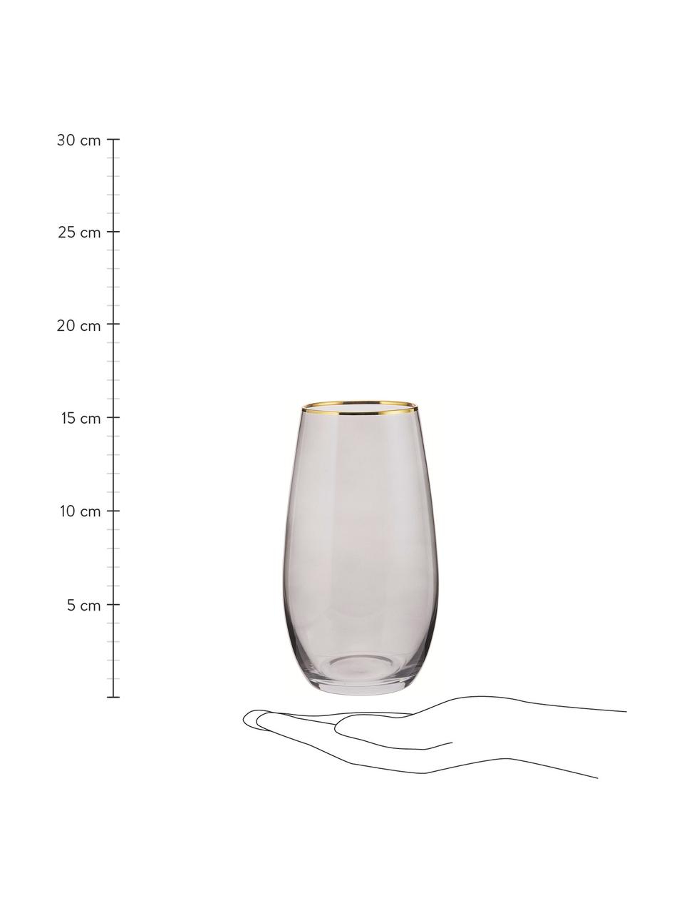 Vasos highball Chloe, 4 uds., Vidrio, Gris azulado, Ø 9 x Al 16 cm