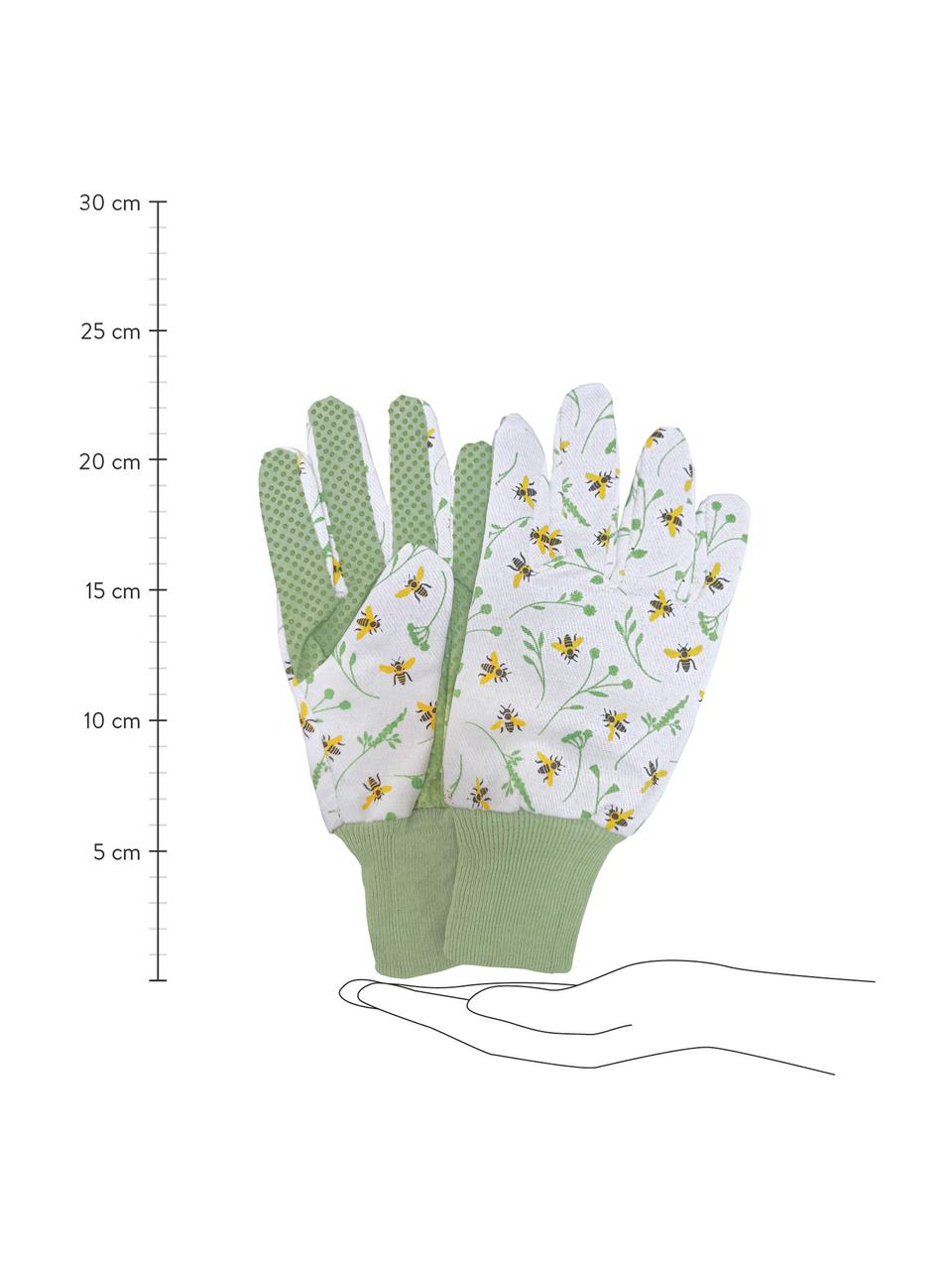 Tuinhandschoenen Bee, 80% katoen, 20% polyester, Wit, groen, multicolour, B 11 cm x H 23 cm