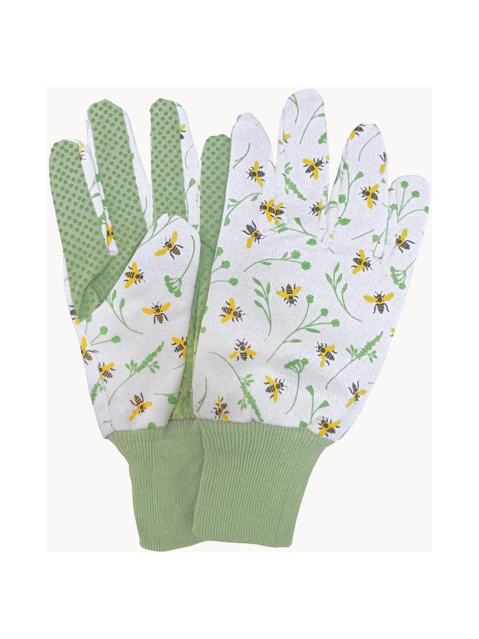 Gartenhandschuhe Bee, 80% Baumwolle, 20% Polyester, Weiss, Grün, Mehrfarbig, B 11 x H 23 cm