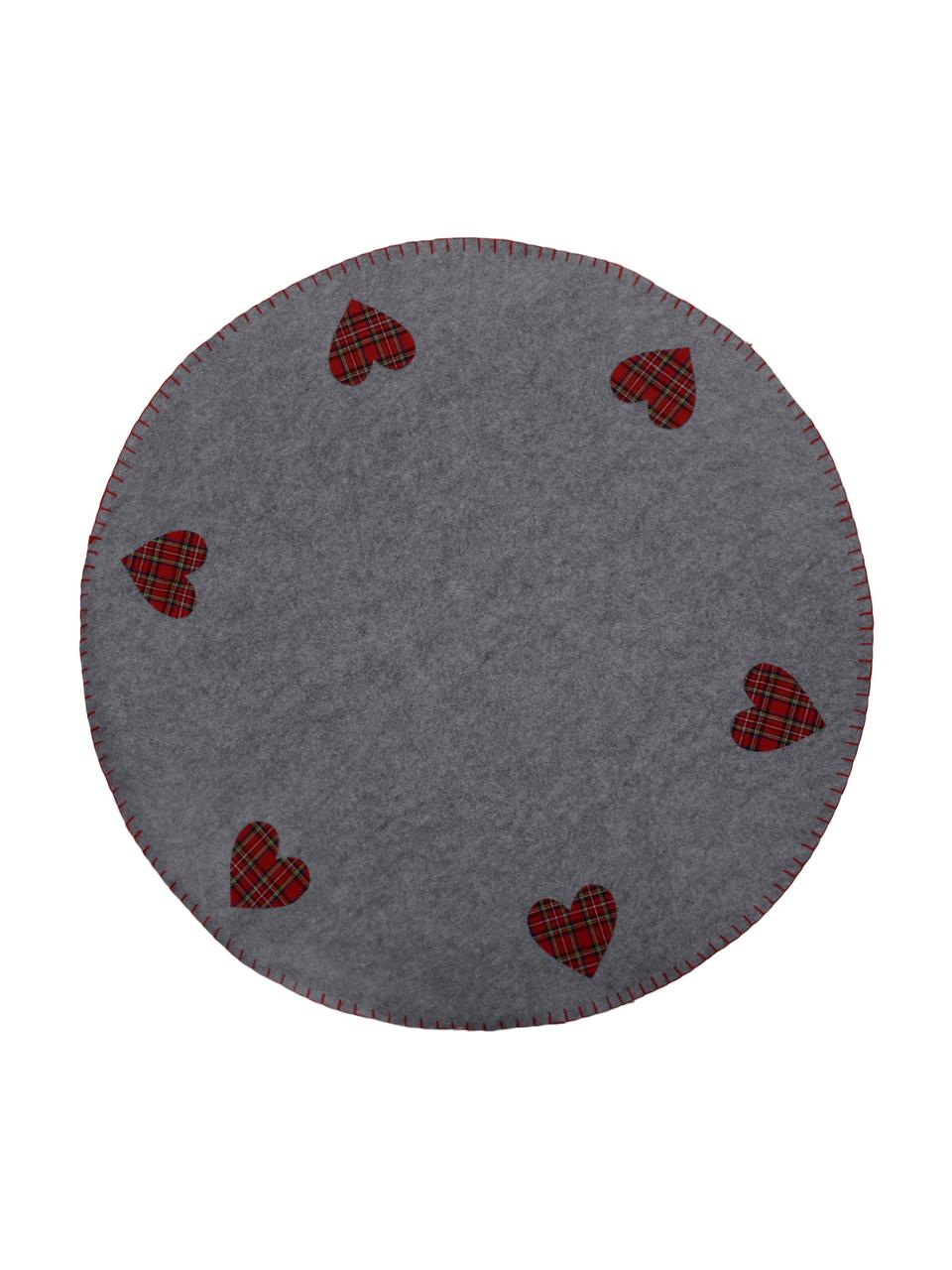 Tapis protection sapin de Noël Heart, Gris, rouge, noir, blanc, jaune