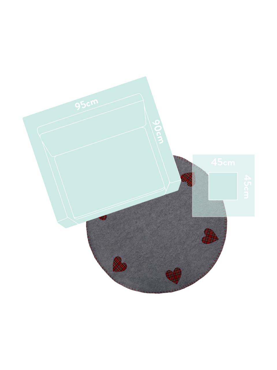 Tapis protection sapin de Noël Heart, Gris, rouge, noir, blanc, jaune