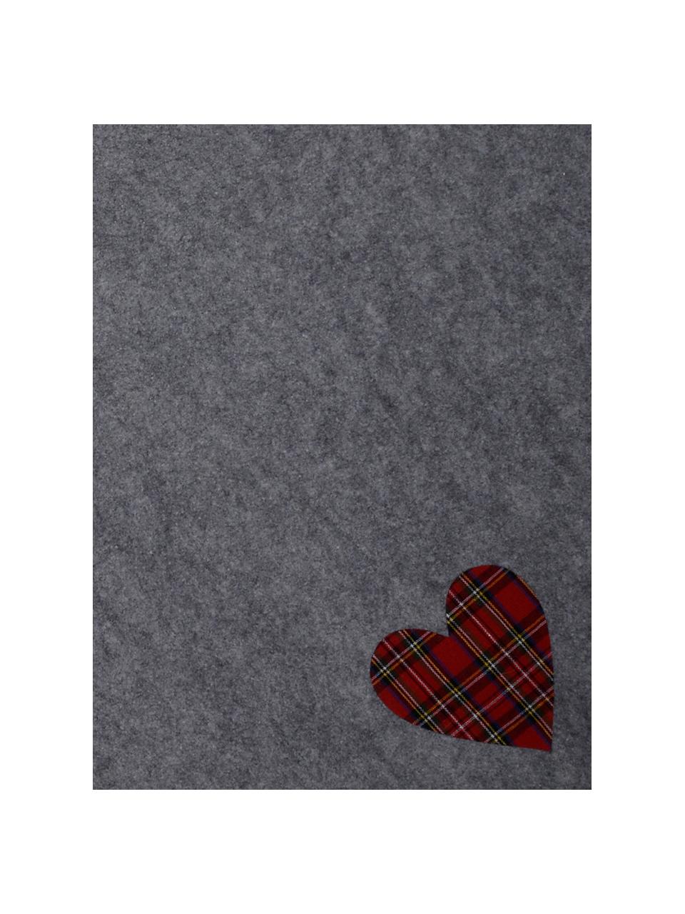 Weihnachtsbaumdecke Heart, Filz, Grau, Rot, Schwarz, Weiß, Gelb, Ø 100 cm