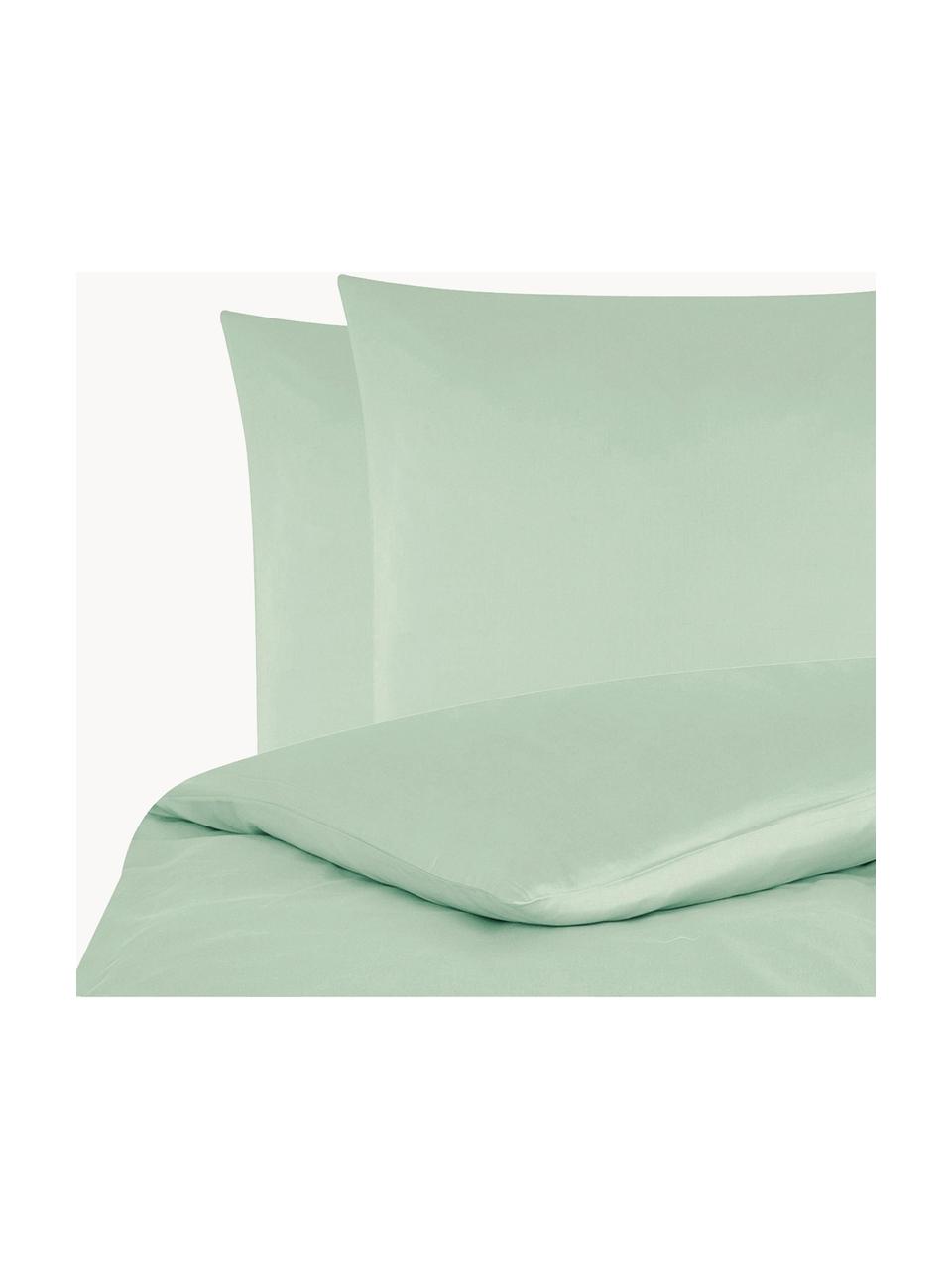 Parure copripiumino in raso di cotone Comfort, Verde salvia, 255 x 200 cm + 2 federe 50 x 80 cm