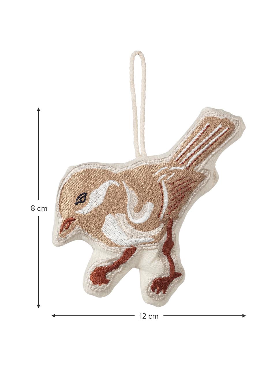 Baumanhänger Bird, Naturfaser, Hellbraun, Beige, Weiß, B 12 x H 8 cm