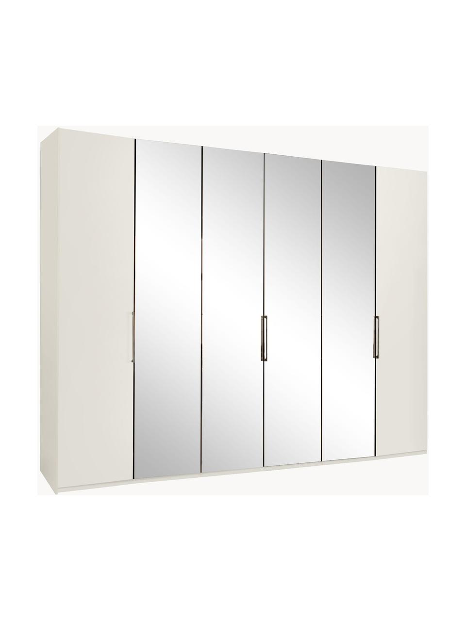 Armario con espejo Monaco, 6 puertas, Estructura: material de madera recubi, Barra: metal recubierto, Blanco, puertas con espejo, An 300 x Al 216 cm