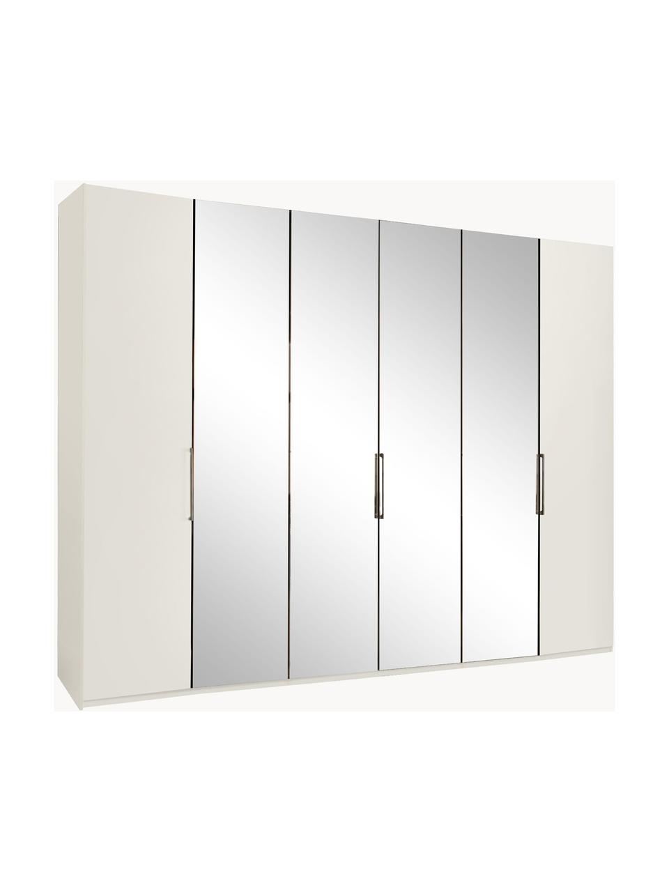 Szafa z lustrzanymi drzwiami Monaco, 6-drzwiowa, Korpus: materiał drewnopochodny f, Biały, z lustrzanymi drzwiami, S 300 x W 216 cm
