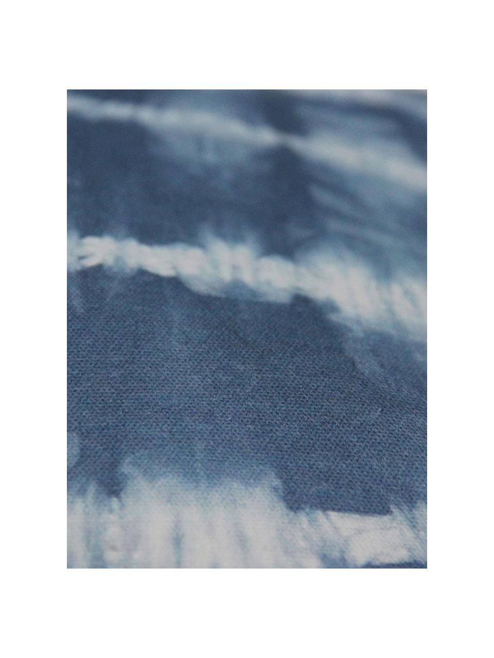 Povlak na polštář s batikovaným potiskem Victoria, Bílá, modrá