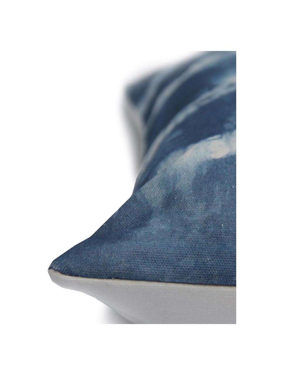 Housse de coussin imprimé batik Victoria, Blanc, bleu