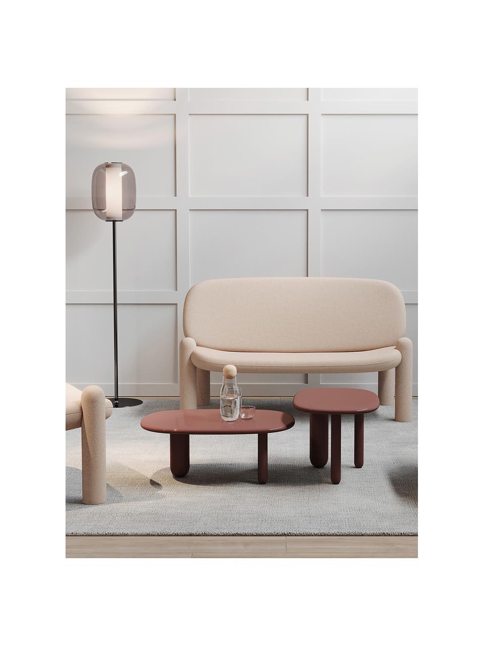 Table d'appoint ovale Tottori, MDF, laqué, Vieux rose, haute brillance, larg. 54 x haut. 49 cm