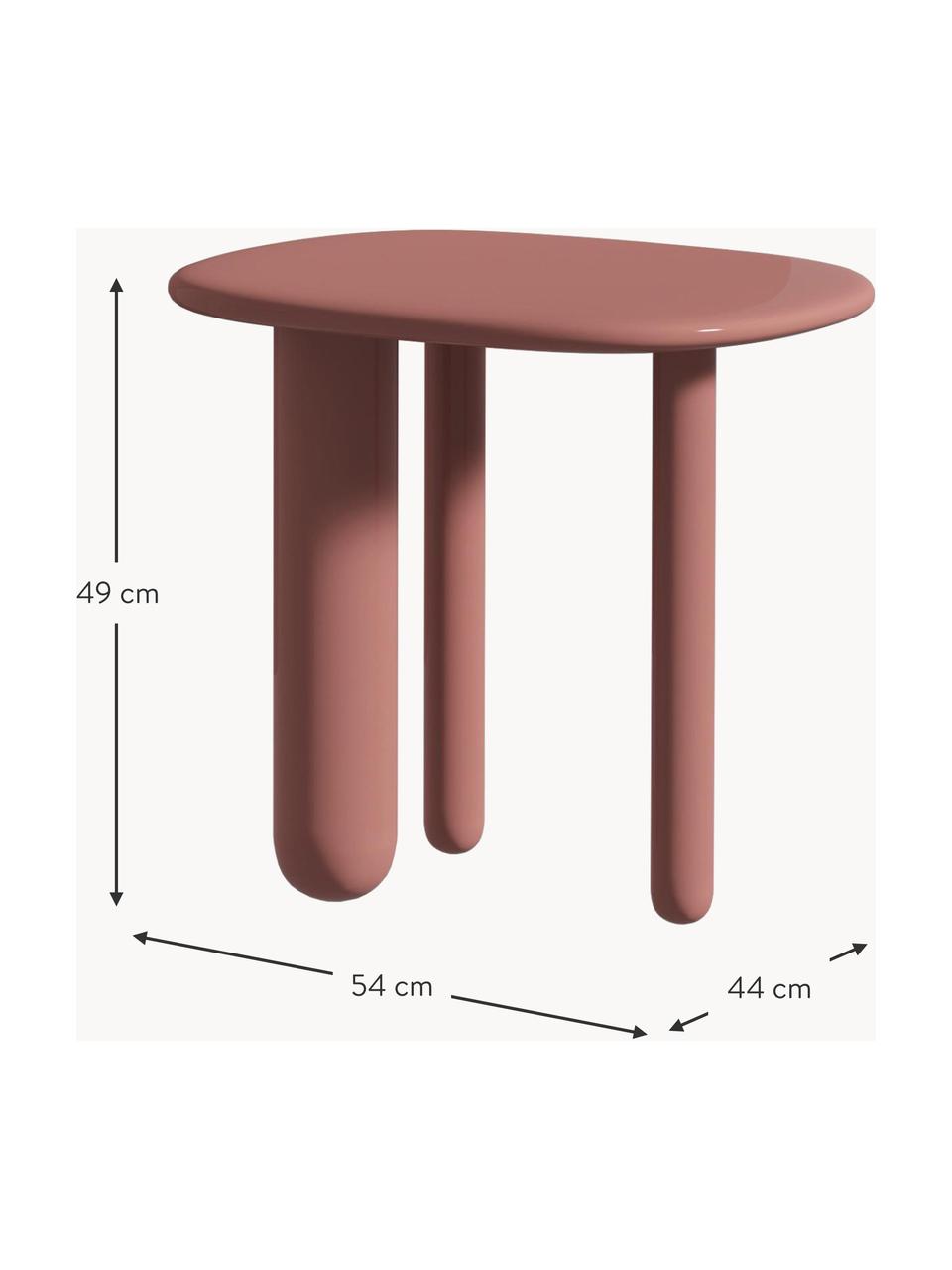 Oválný odkládací stolek Tottori, Lakovaná dřevovláknitá deska střední hustoty (MDF), Dřevo, lakované starorůžovou barvou, Š 54 cm, V 49 cm