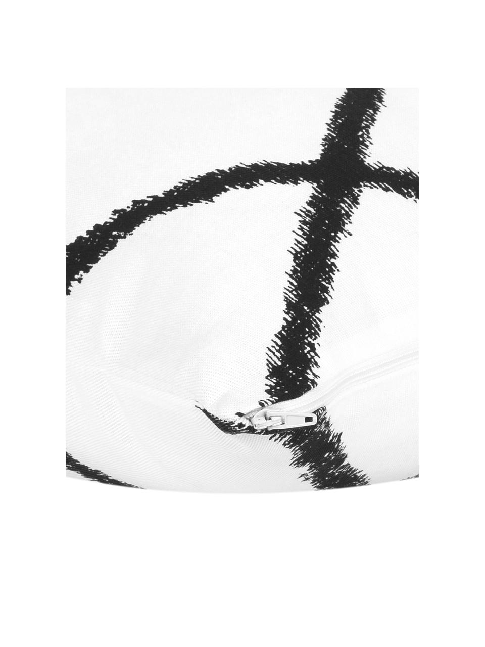 Housse de coussin à imprimé losanges Laila, 100 % coton, Blanc, noir, larg. 45 x long. 45 cm