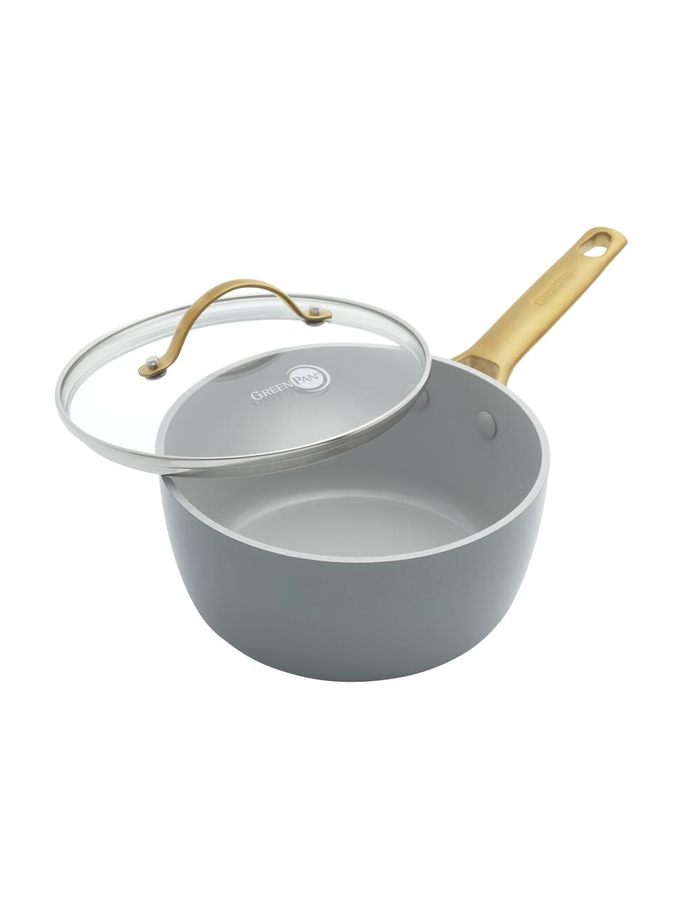 Kookpot Padova met deksel met antiaanbaklaag, Lichtblauw, goudkleurig, Ø 19 cm