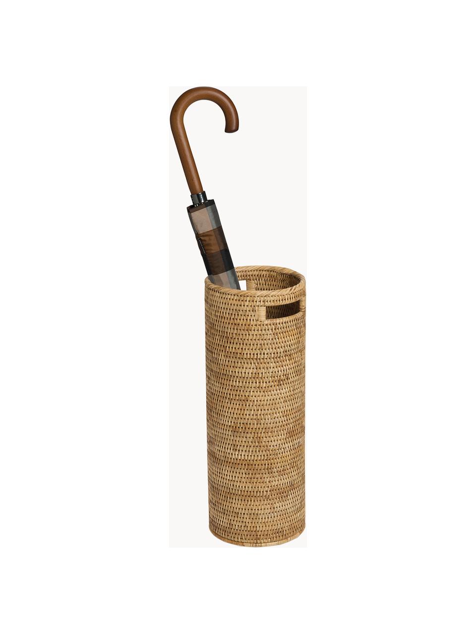 Porte-parapluie en rotin fait main Güle, Rotin, Beige, Ø 24 x haut. 53 cm