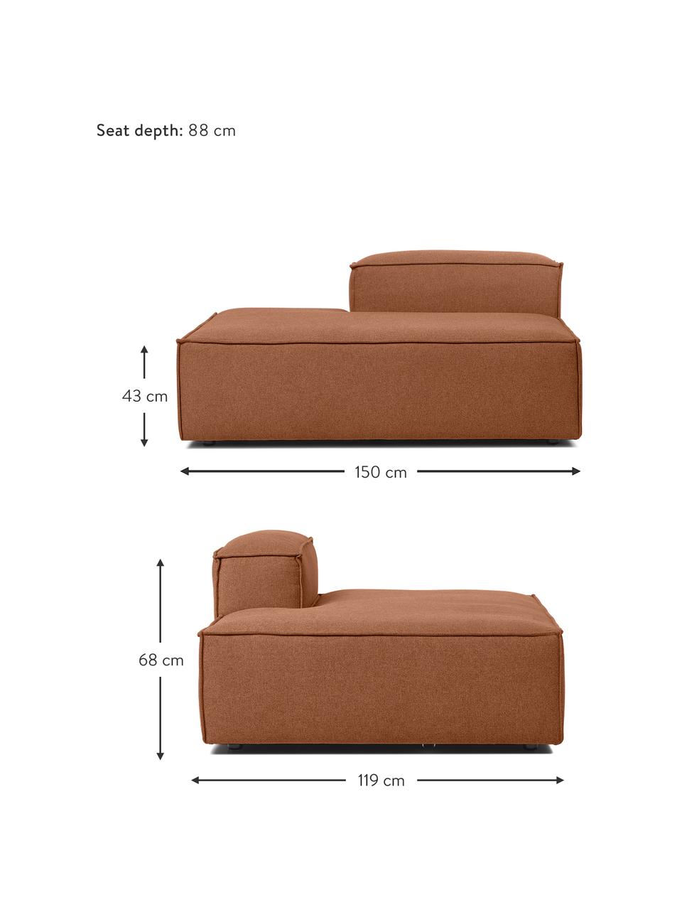 Ottomane-Modul Lennon, Bezug: 100 % Polyester Der strap, Gestell: Massives Holz, Sperrholz, Füße: Kunststoff, Webstoff Nougat, B 150 x H 68 cm, Rückenlehne rechts