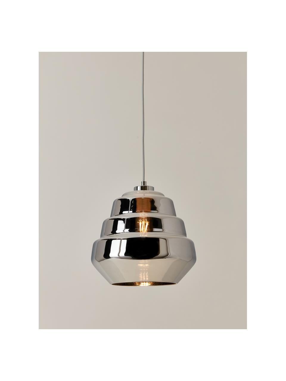 Lámpara de techo Zale, Cable: cubierto en tela, Plateado, Ø 27 x Al 24 cm