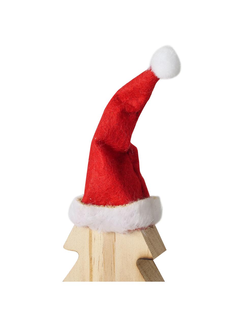 Objet décoratif sapin de Noël en bois Fynna, 2 élém., Bois de pin, Bois clair, rouge, Lot de différentes tailles