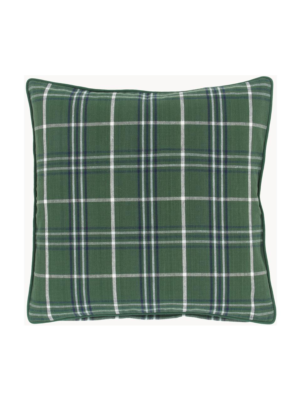 Geruite kussenhoes Stirling met bies, 100% katoen, Groen, B 45 x L 45 cm