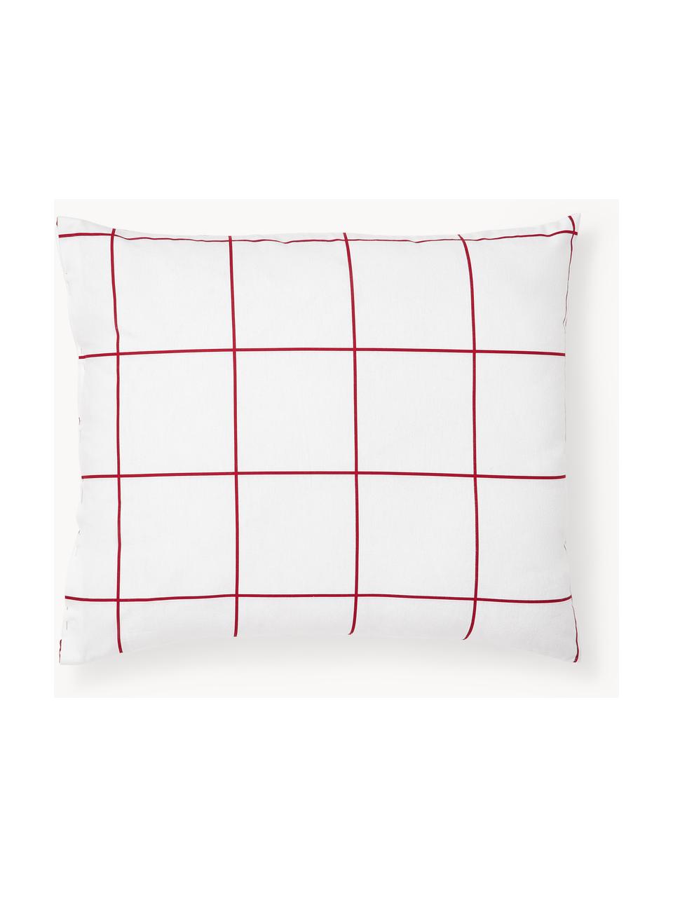 Omkeerbare flanellen kussenhoes Vince met winters patroon, Weeftechniek: flanel Flanel is een knuf, Wit, rood, B 60 x L 70 cm