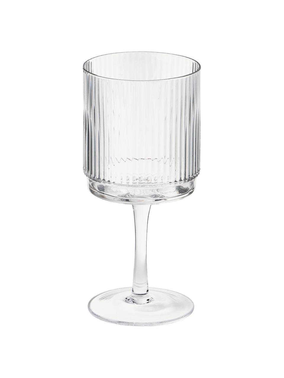 Bicchiere vino fatto a mano con rilievo scanalato Minna 4 pz, Vetro soffiato, Trasparente, Ø 8 x Alt. 17 cm
