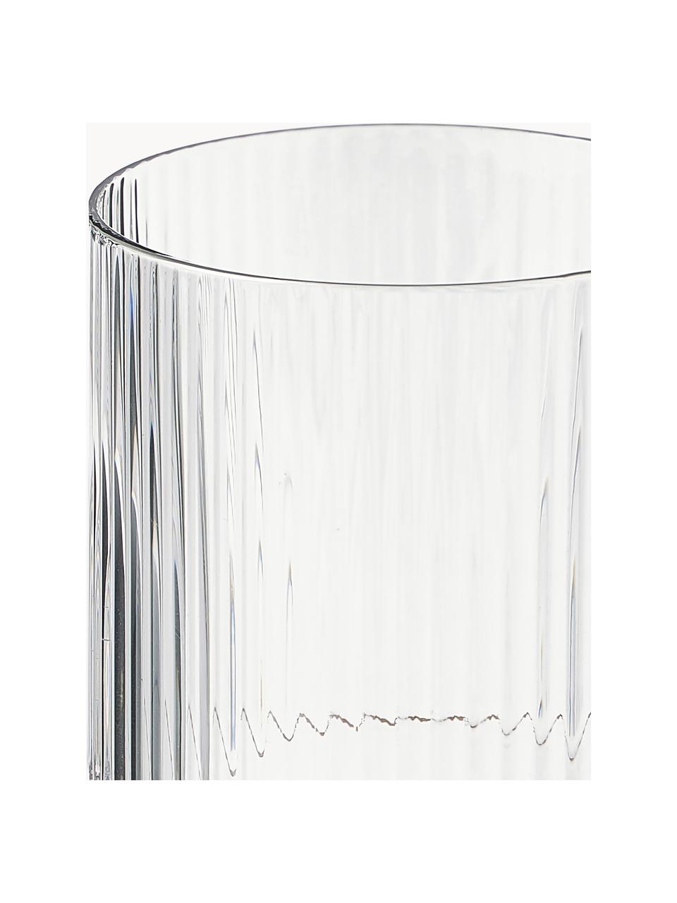 Copas de vino artesanales con relieve Minna, 4 uds., Vidrio soplado artesanalmente, Transparente, Ø 8 x Al 17 cm, 300 ml