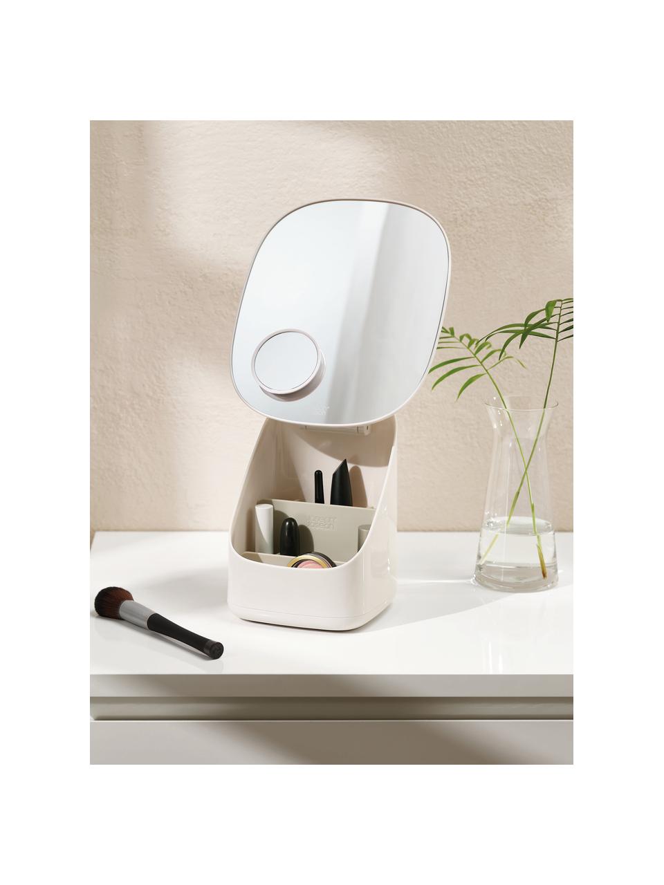 Specchio cosmetico Viva, Struttura: plastica, Bianco latte, Larg. 21 x Alt. 23 cm