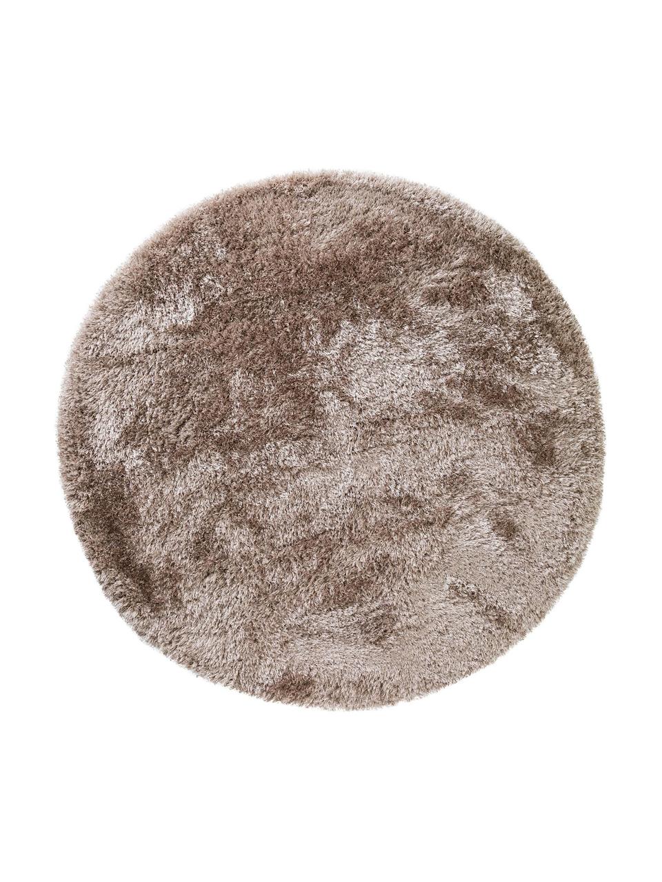 Tapis rond shaggy beige poils longs Lea, Beige