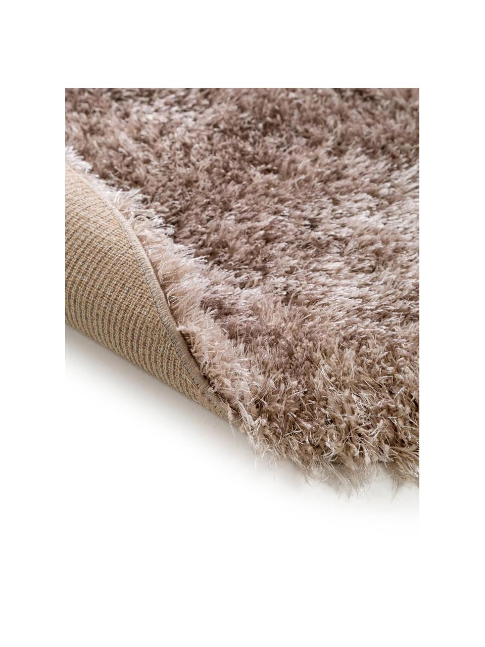 Glänzender Hochflor-Teppich Lea in Beige, rund, Flor: 50% Polyester, 50% Polypr, Beige, Ø 200 cm (Größe L)