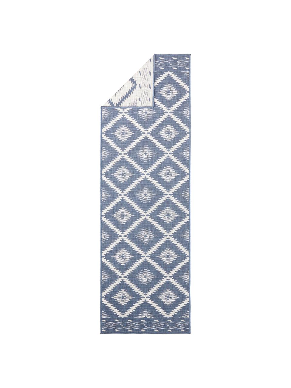 In- und Outdoor-Wendeläufer Malibu in Blau/Creme, Blau, Creme, 80 x 350 cm