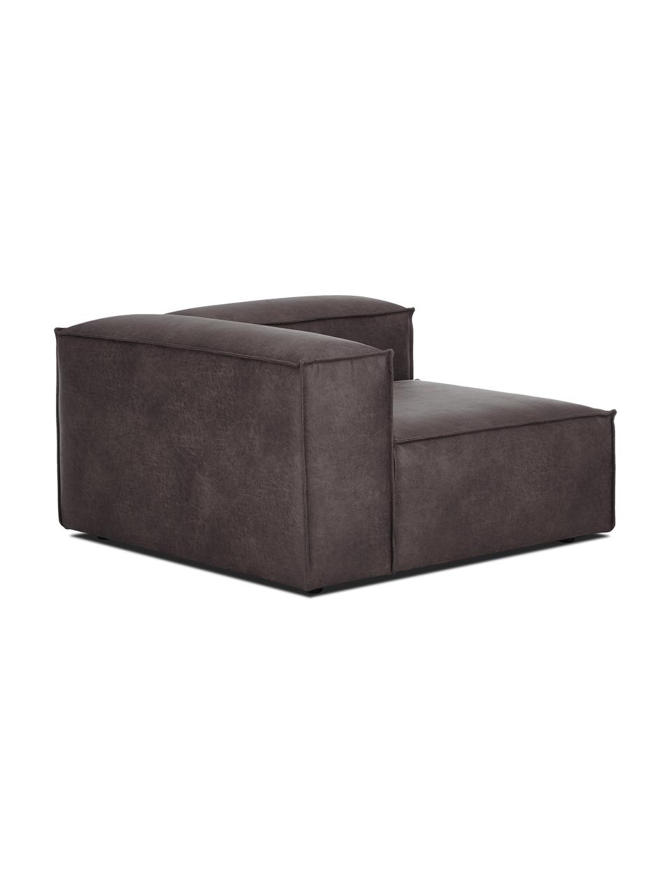 Eckmodul Lennon aus recyceltem Leder, Bezug: Recyceltes Leder (70% Led, Gestell: Massives Kiefernholz, FSC, Füße: Kunststoff, Leder Braungrau, B 119 x T 119 cm, Eckteil links