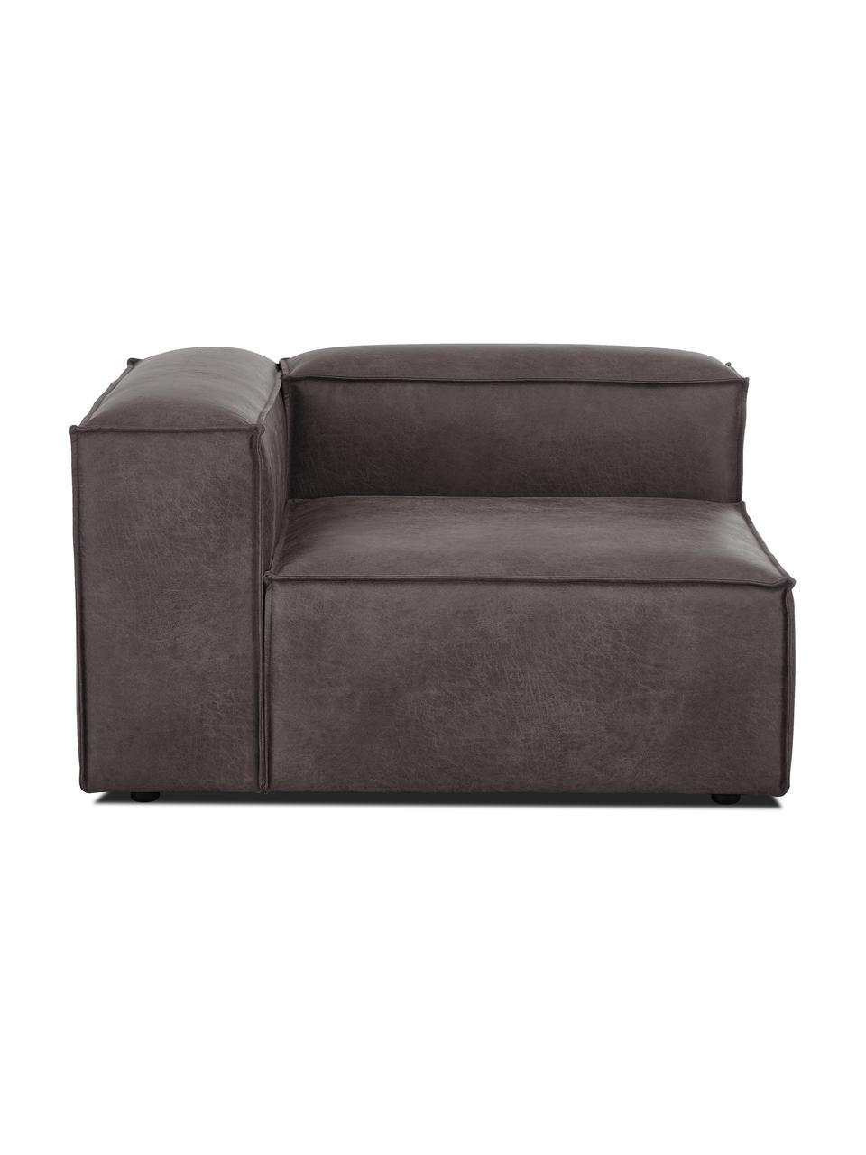 Modulo angolare in pelle riciclata Lennon, Rivestimento: pelle riciclata (70% pell, Struttura: legno di pino massiccio, , Piedini: plastica, Pelle grigio marrone, Larg. 119 x Prof. 119 cm, angolo a sinistra