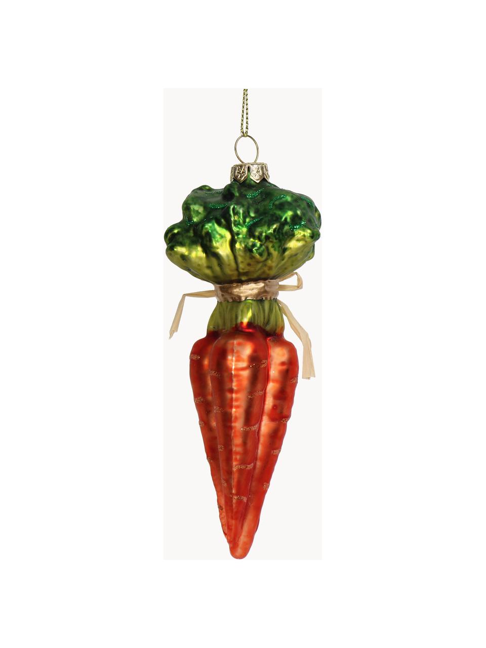 Ciondolo albero di Natale Carrots, Vetro, Arancione, verde, Larg. 4 x Alt. 14 cm