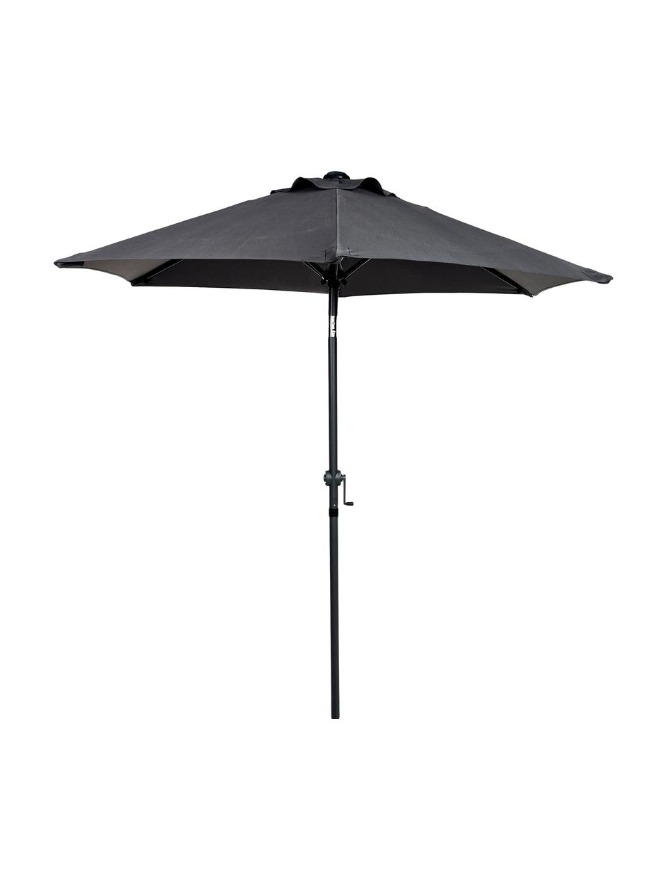 Parasol Siesta, Frame: gecoat aluminium, Bekleding: polyester, Antraciet, zwart, Ø 180 x H 200 cm