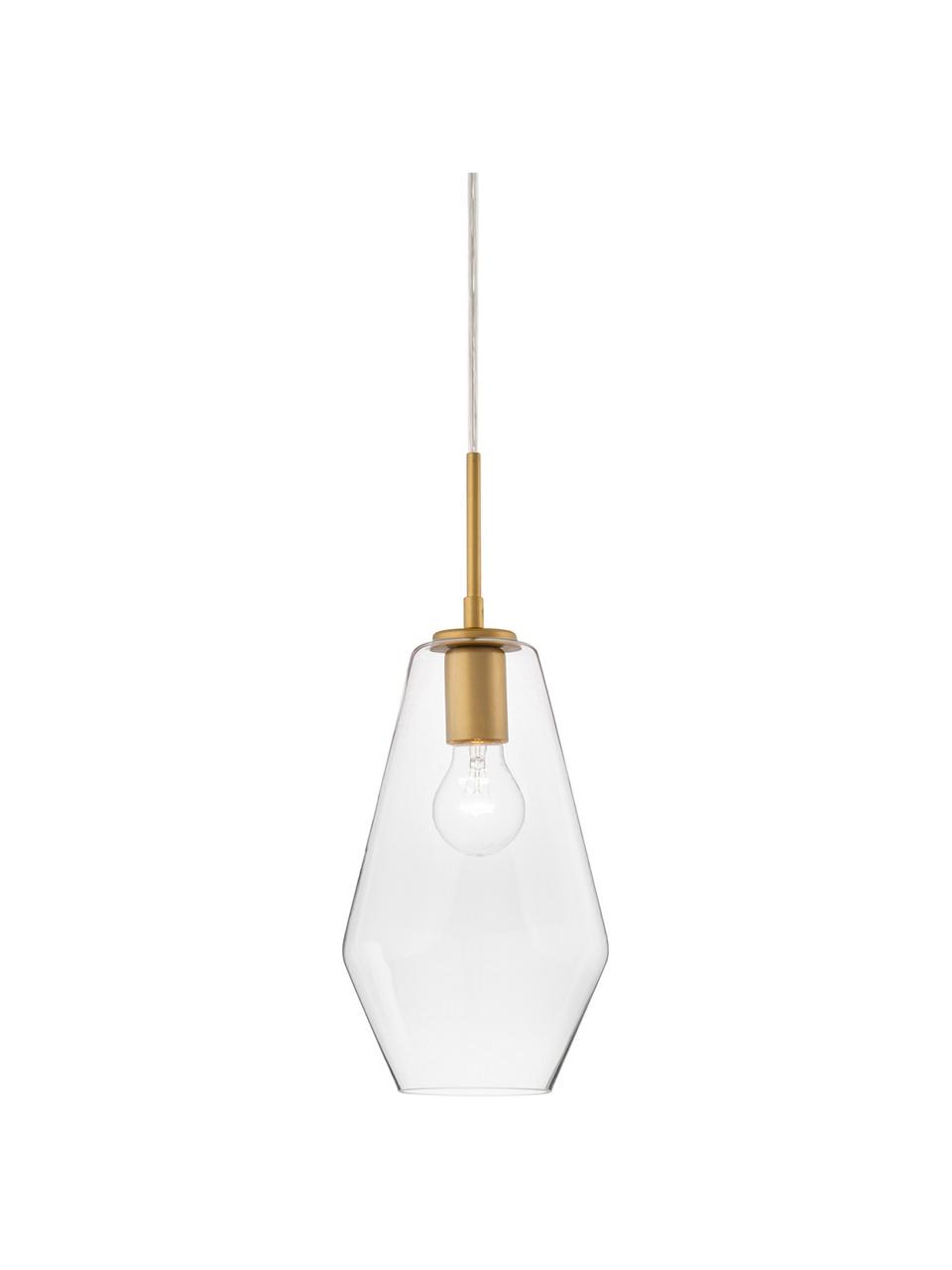 Petite suspension en verre Prisma, Couleur laitonnée, transparent, Ø 17 x haut. 40 cm