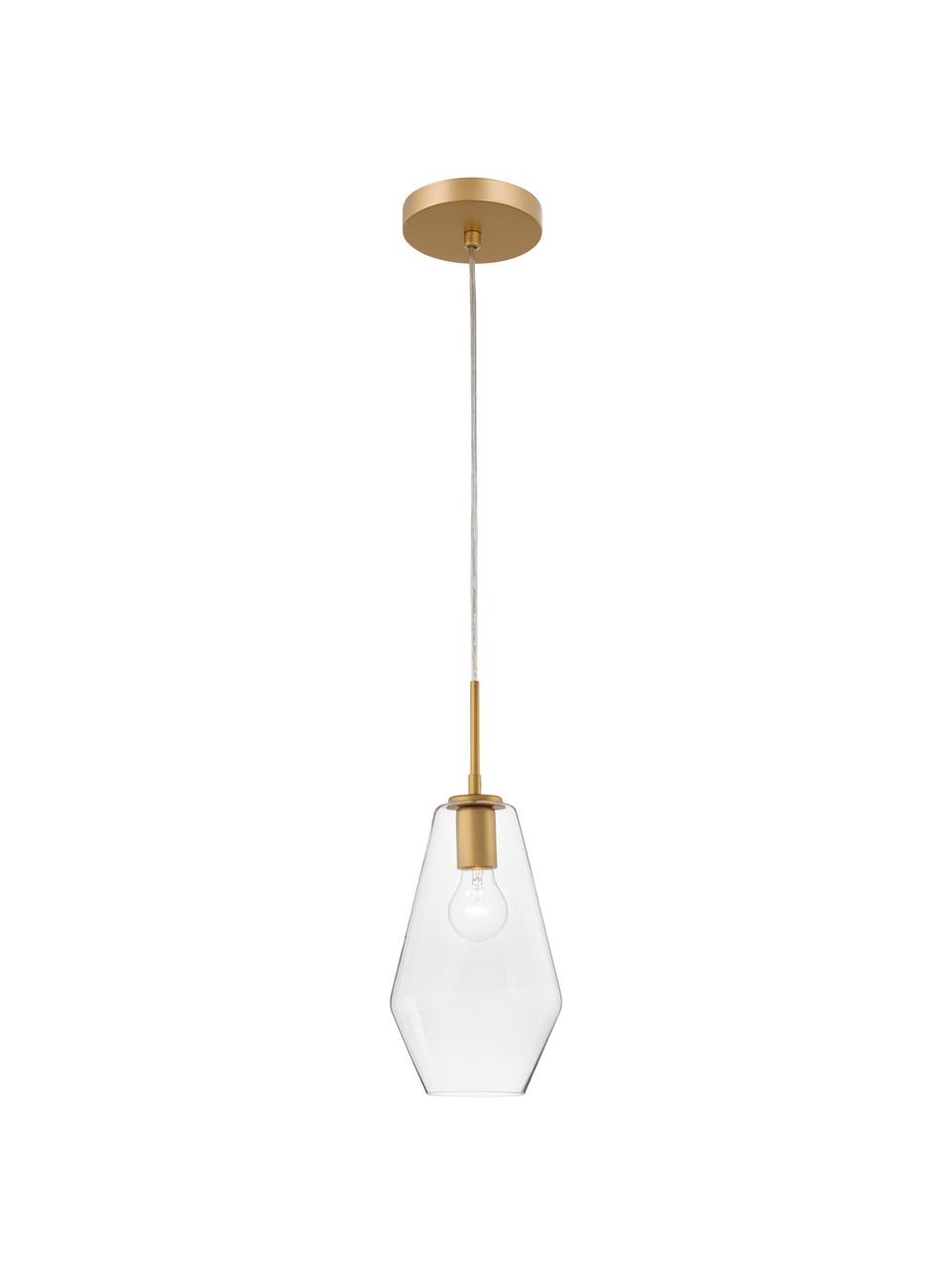 Petite suspension en verre Prisma, Couleur laitonnée, transparent, Ø 17 x haut. 40 cm