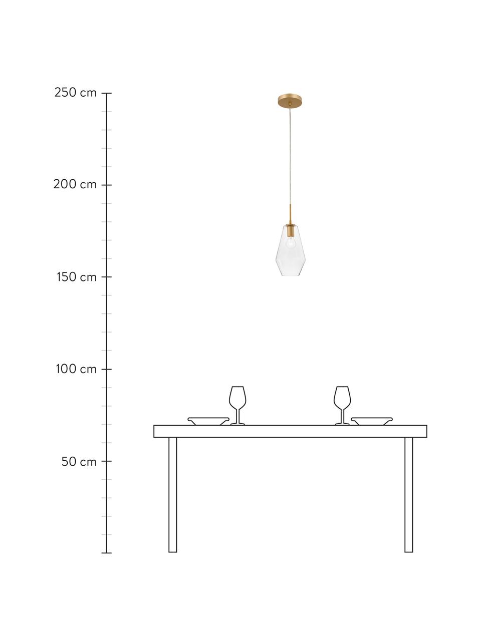 Lampa wisząca ze szkła Prisma, Odcienie mosiądzu, transparentny, Ø 17 x W 40 cm