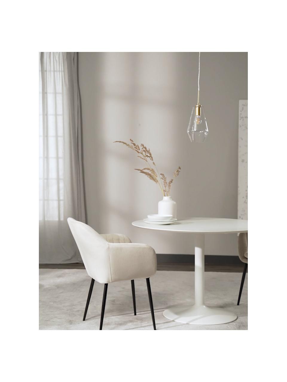 Kleine hanglamp Prisma van glas, Lampenkap: glas, Decoratie: gecoat aluminium, Baldakijn: gecoat aluminium, Messingkleurig, transparant, Ø 17 x H 40 cm