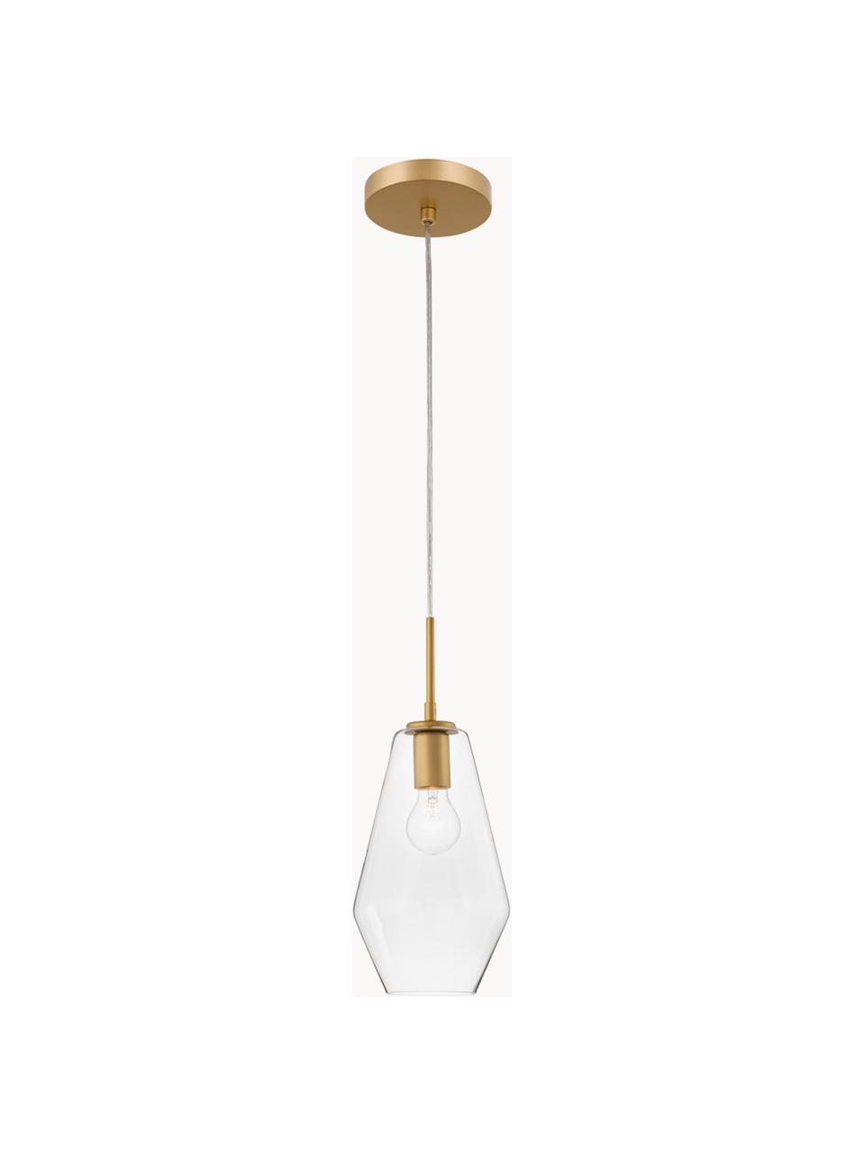 Kleine hanglamp Prisma van glas, Lampenkap: glas, Goudkleurig, transparant, Ø 17 x H 40 cm