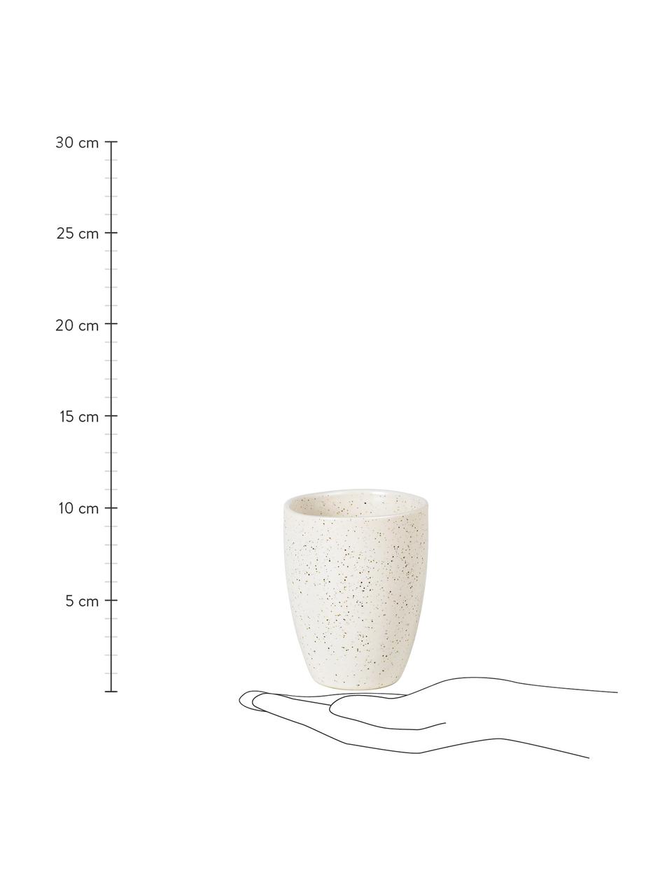 Mugs rustiques faits main Nordic Vanilla, 6 pièces, Grès cérame, Blanc crème, moucheté, Ø 8 x haut. 10 cm, 250 ml