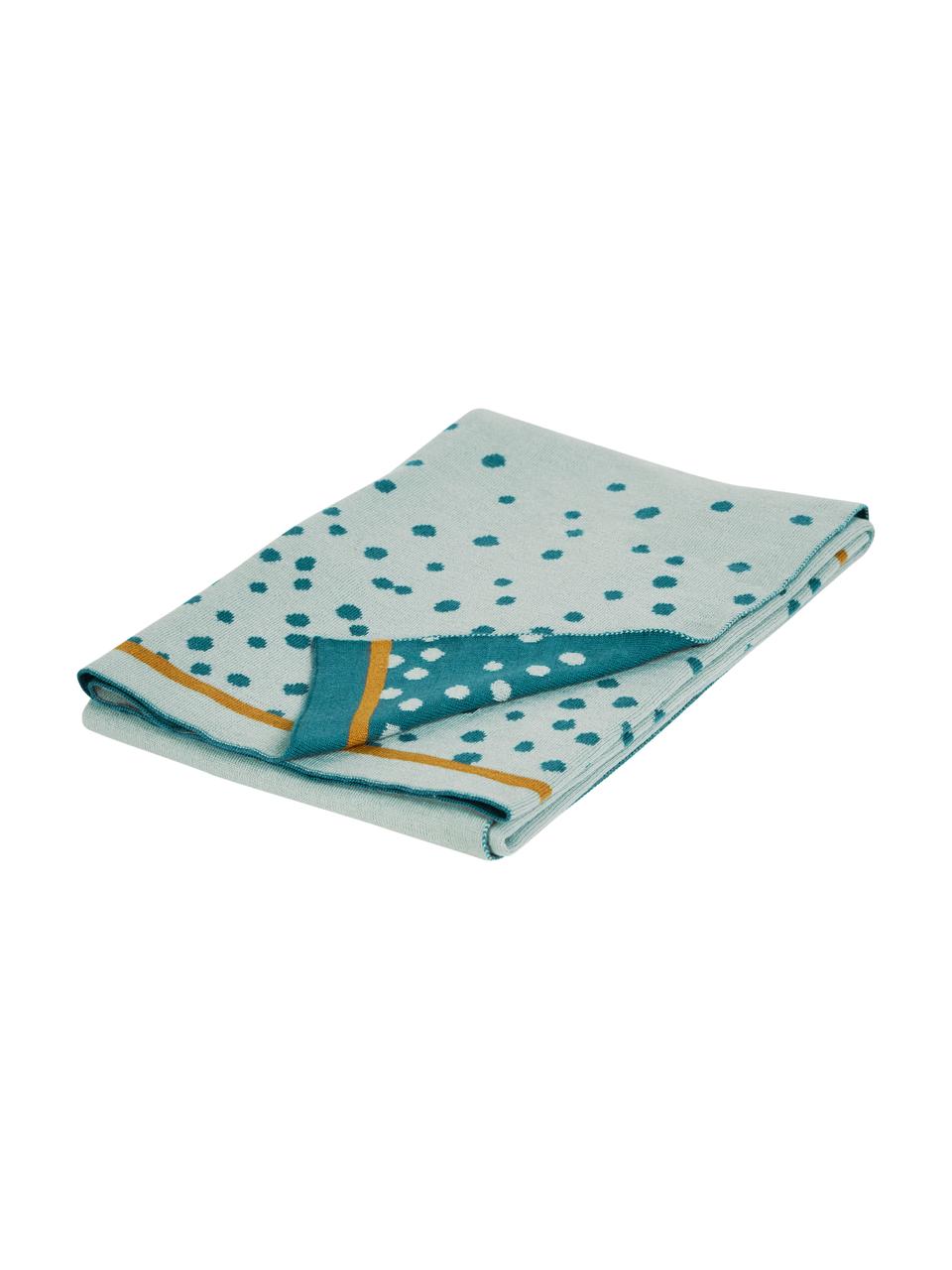 Couverture tricotée Happy Dots, Bleu