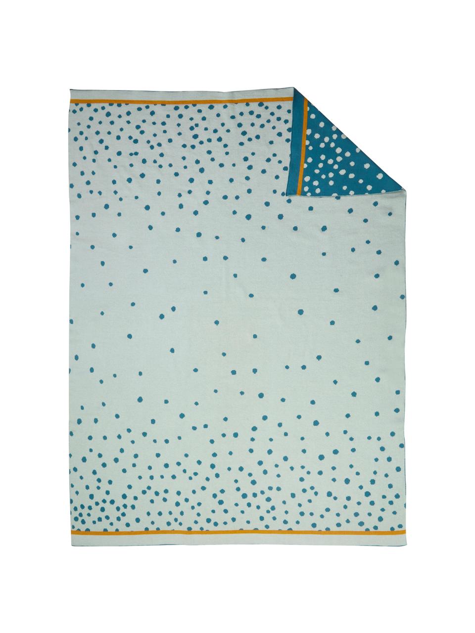 Coperta lavorata a maglia Happy Dots, Blu, Larg. 80 x Lung. 100 cm