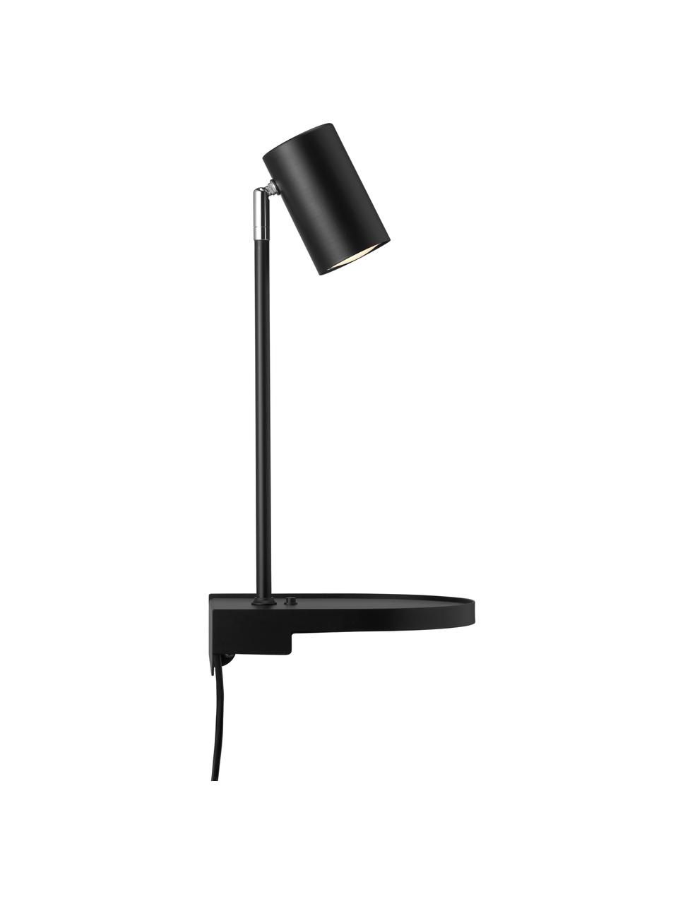 Kinkiet regulowany z wtyczką i portem USB Colly, Czarny, S 20 x W 43 cm