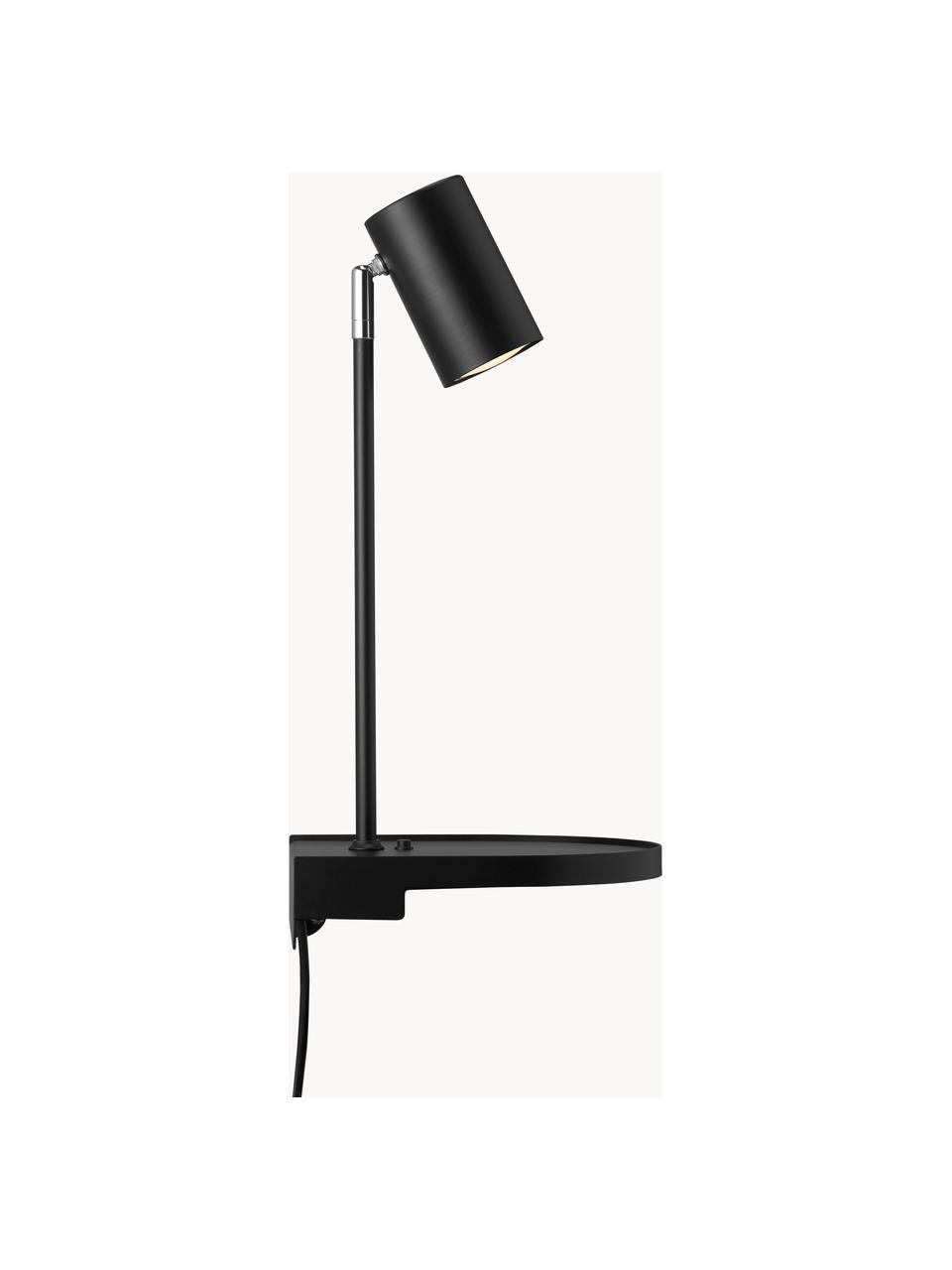 Aplique grande orientable Colly, con enchufe, Pantalla: metal recubierto, Cable: plástico, Negro, An 20 x Al 43 cm