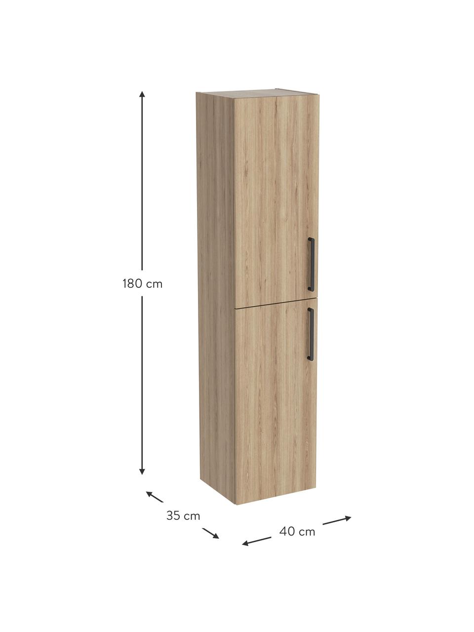 Armadietto bagno Orna, Maniglie: alluminio rivestito, Marrone effetto legno, Larg. 40 x Alt. 180 cm